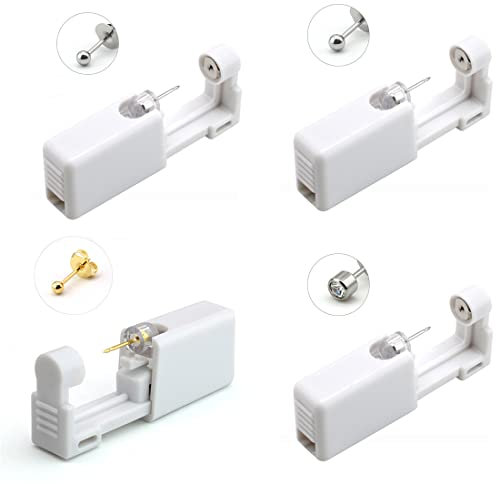 4 Stück Ohrlochstechpistole, Einweg-Steril-Sicherheits-Ohrnasen-Piercing-Pistolen-Kit Schmerzfreies Selbst-Piercing-Werkzeug mit Ohrstecker-Asepsis-Pierce-Kit