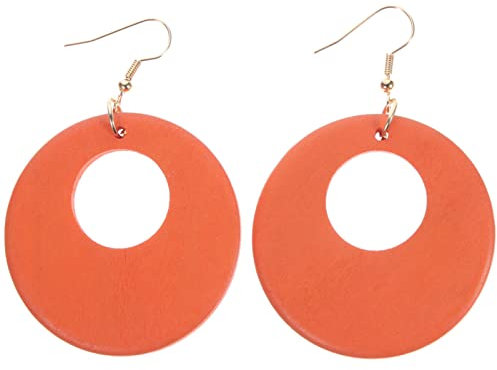 LIFKOME 1 Paar Geometrische Runde Ohrhänger Holzohrringe Ohranhänger Orange