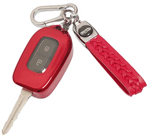 【4 couleurs】Z.MYUKI Duster clé avec porte Clef pour Dacia Duster 2 HM 2017-2022 2023 Accessoire original Protection clé (Rouge)