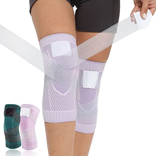 Rodilleras Menisco y Ligamento Para Mujer y Hombre, Rodillera Rotuliana Deportiva Ortopedica de Compresión Para Gym, Rodillera Artrosis, Tendinitis Rotuliana Condromalacia Rotuliana Mediana, Lila