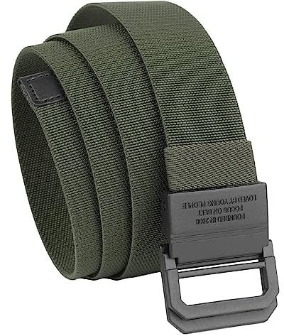 KYEYGWO Unisex Elastischer Gürtel mit Doppelring Schnalle, Einstellbare Stoffgürtel Nylon Arbeitsgürtel Outdoor Stretchgürtel für Herren und Damen, Grün