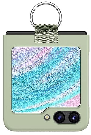 HONLEN Phone Case Cover for Samsung Galaxy Z Flip5 / Samsung Galaxy Flip 5 2023 (6.7) with Metal Ring - Light Green.
