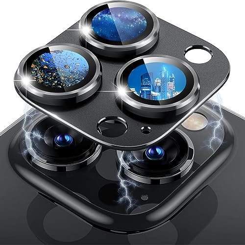 LanQii Kameraschutz Kompatibel mit iPhone 15 Pro/iPhone 15 Pro Max, Kamera Schutzfolie Panzer Schutz Glas Folie Linsenschutz Aluminiumlegierung 9H Härte für iPhone 15 Pro/iPhone 15 Pro Max -Schwarz
