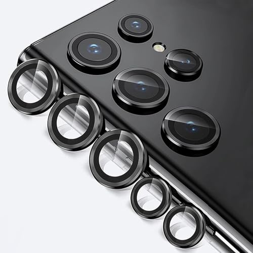 AFENGBOX 2-Pack Camera Lens Protector for Samsung Galaxy S23 Ultra 5G,9H Tempered Glass Individual Metal Ring Lens Protector,Ultra HD Scratch Resistant Camera Cover for Samsung S 23 Ultra,Black