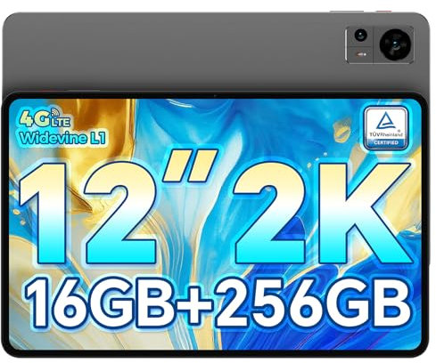 TECLAST T60 Android 14 Tablet 12 Zoll [2024] 20GB RAM+256GB ROM (4TB TF) Top Gaming Tablets PC, Octa-Core 2.0GHz, 2K TDDI 2000x1200,13MP AI Kameras, 8000mAh/18W,4G LTE/5G WLAN,TÜV/GMS/GPS/Widevine L1