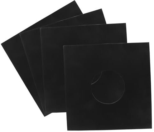 Hordion 20Pcs 10 inch Vinyl Record Jackets LP Sleeves Anti-Static, 110gsm Vinyl Record Inner Sleeves Poly Lined Cardboard Album Cover with Clear Window, Black