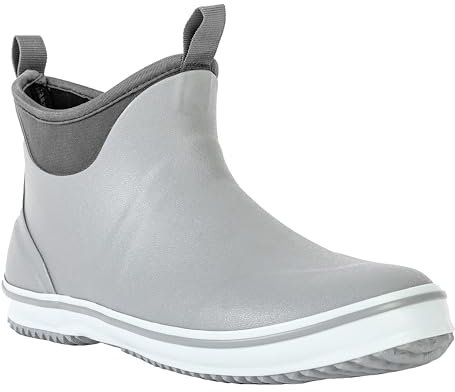 Ubon Stivali Gomma Uomo da Pioggia Comode Leggere Shorty Boots con Soletta Rimovibile Impermeabile Antiscivolo Scarpe da Ponte Resistente Stivali da Pesca Giardinio Lavoro Esterno Grigio 44