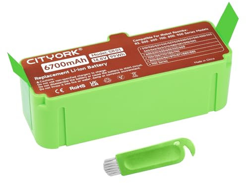 CITYORK 6700mAh Batterie Li-ION pour iRobot Roomba 800/700/600/500 Series, pour iRobot Roomba 880 895 876 875, 790 776, 690 697 692 680 671 670 650 615 606 605, 580 560 555 550 530 520 510