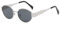 WDZAYXC Retro oval Metall modische Sonnenbrille für Damen Herren, UV-Schutz(Silber/Schwarz)
