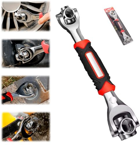 Akayoo 52 in 1 Universal Socket Spanner Wrench,Adjustable Spanner Wrench,Multifunctional Socket Wrench,Stainless Steel Repair Tools 360 Degree Rotating Wrench,for Furniture Auto Car,Sink
