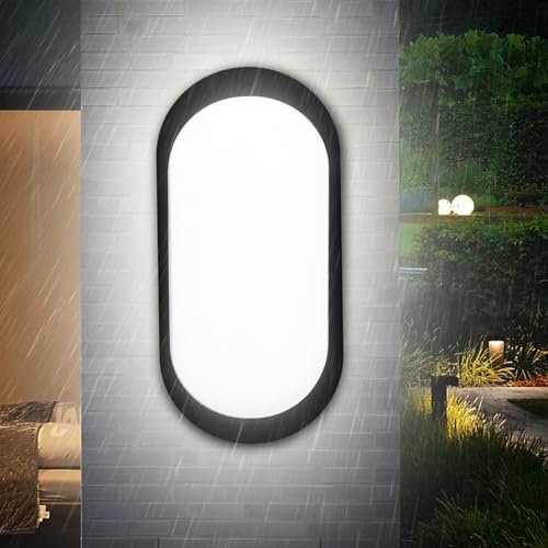 IEGLED Kellerlampe LED IP65, 18W Wandleuchte 1710LM Feuchtraumleuchte Schwarz, Wasserdicht LED Kellerleuchte, Deckenlampe für Flur Keller Garten Badzimmer Außenwand, Neturalweiß 4000K
