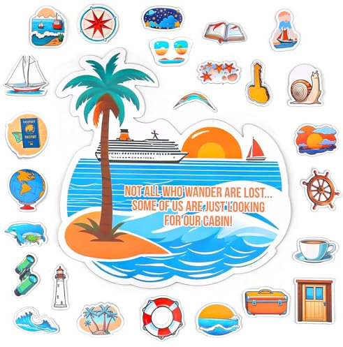 Equusecured Cruise Magnets - 26 Pcs Funny Designs - Magnetic Cruise Ship Door Decor