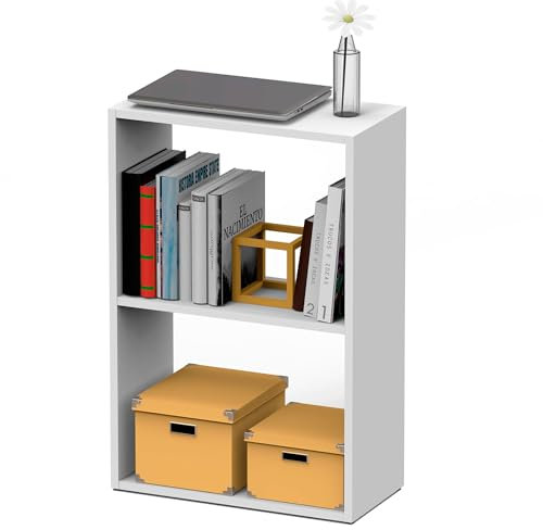 briebe Bücherregal, moderne Möbel für Wohnzimmer und Büro, Bücherregal, 75 x 50 x 24,5 cm (H x B x T) für Kinder und Jugendzimmer, 2 Etagen, Nova (weiß)