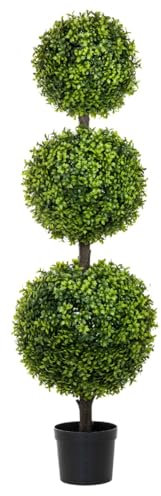 STI Albero Artificiale di arredo con Tre Sfere di Bosso 130cm con Vaso Alberello