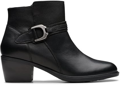 Clarks Neva Buckle Leather Boots In Black Size 6