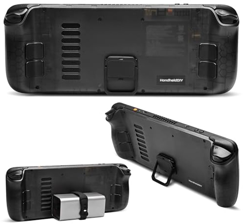 Modcase de refrigeración para Steam Deck LCD/OLED, accesorios de placa trasera translúcida con soporte plegable, carcasa de gestión del calor, fácil instalación con herramientas (negro)