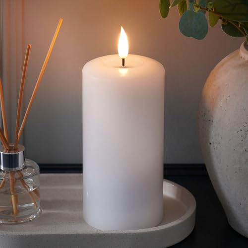 Ember Candles™ 15cm Signature White LED Flickering Battery Candle – 100% Real Wax, Ultra-Realistic, Flameless, Hand-Poured Design, 6-Hour Timer for Safe Indoor Use (Without Remote Control)