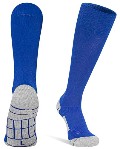 DECOVICI Fußball Socken 1 Paar, Fussball Socken Kinder Männer 30-47, Kniehohe Fußballstutzen für Jungen Mädchen Lange Sportsocken für Rugby Basketball Hockey Laufen Training(40-44,Blau)