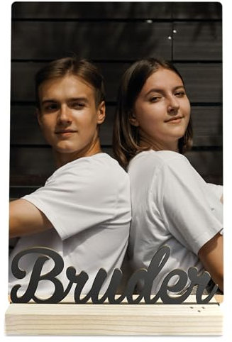 Bruder Geschenk - Schriftzug mit Fotografie Holzbild - Bruder Geschenke, Bruder Geburtstagsgeschenk, Bester Bruder der Welt, Geburtstagsgeschenk für Bruder, Geschenk Bruder, Geschenke Bruder