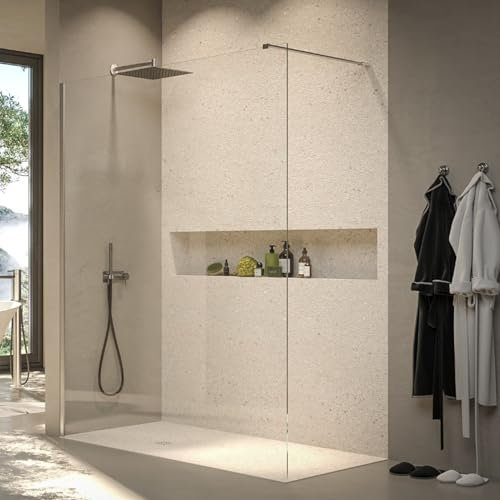 VAROBATH | Mampara de Ducha FRESH Panel Fijo 8mm - Vidrio Templado de Seguridad con Tratamiento Antical (Perfilería Cromo, 120 X 200 CM)
