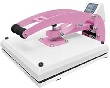 Heat Press Machine, High Pressure 38x38 Heat Press Machine, T Shirt Manual Sublimation Printing Machines, Color Blue Black Pink Transfer Machines for T Shirts, Mug, Hat, Plate, Cap(Roze)