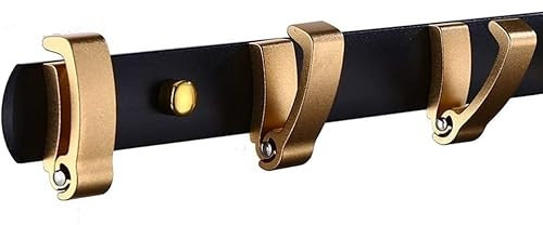 Porte-manteaux mural flottant avec crochets rétractables pour suspendre manteaux, foulards, sacs à main, porte-manteaux, porte-manteaux mural (couleur : argent, taille : 7 crochets) (or noir 6 croche