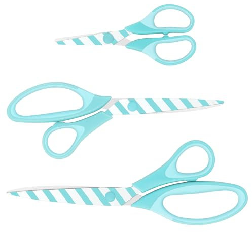 Uaugulft Schere, Scharfe Klingen mit Muster, weicher Griff, Mehrzweckschere, 3er-Set, geeignet für Familien, Büro und Schule, Blau