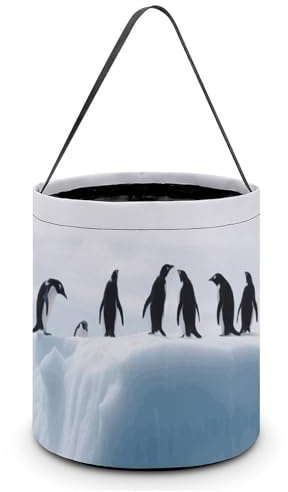 Wiederverwendbare Halloween-Tragetasche, Süßigkeitentüten, Indianer-Traumfänger, tragbare Snack-Tasche für Geschenke, Einkaufen, Pinguine auf dem Eisberg, Einheitsgröße