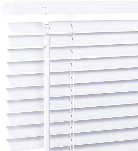 Ev Dekor PVC Venetian Blinds for Windows Treatment Shutters 25mm Slats Complete Child Safe Fittings Long Drop – Easy Fit Trimmable Window Venetian Blind White W165cm x L213cm