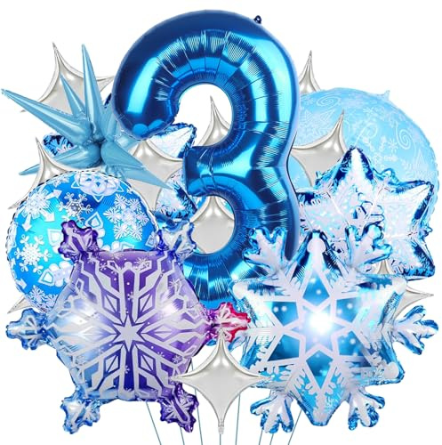 Schneeflocken Deko Luftballon,Geburtstag Zahlen Luftballon 3 Jahre,Schneeflocken Folienballons,Schneeflocken Ballons,Geburtstag Luftballons Mädchen,Schneeflocken Helium Ballons