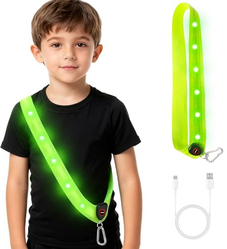 TaimeiMao Lauflicht Joggen mit Reflektoren, USB-Ladbarer LED-Sicherheitsgürtel mit Reflektoren, LED Lauflampe Reflektor, für Joggen Hundewandern Laufen Outdoor Sports
