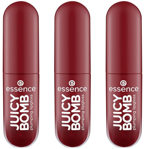 essence JUICY BOMB plumping lipgloss, Nr. 01, Rot, vergrößernd, glänzend, vegan, ohne Konservierungsstoffe, ohne Parabene, ohne Mikroplastikpartikel, 3er Pack (3x2.6ml)