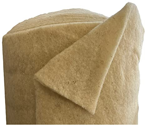 pemmiproducts Woll Volumenvlies aus Schafschurwolle 200g/m², 1,5 m x 2,5 m, ca. 15 mm dick, Patchworkvlies, Polstervlies, Vliesstoff, Polsterwatte, Watte