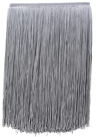 Yalulu 10 Meter Länge 30cm Breite Quaste Schnittfranse Fransen Geschnitten Fransenborte DIY Trimmen Kostüm Lateinisches Kleid Garment Apparel Spitzenborte Nähzubehör (Silber)