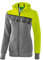 ERIMA Damen Jacke 5-C Trainingsjacke mit Kapuze, grau melange/lime pop/schwarz, 38, 1031917