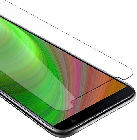 Cadorabo Panzer Schutz Glas für Samsung Galaxy J4 PLUS - Schutzfolie in Ultra-Klar Hüllen freundlich - Gehärtetes (Tempered) Glas Dipslayschutz Folie in 9H Härte Anti Kratzer
