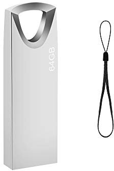 Cle USB 64 GO Mini Clef USB 64GO Métal Clé USB 64 Giga Imperméable USB Flash Drive 64GB avec Crochet pour Ordinateur Portable/PC/Voiture etc (Argent)