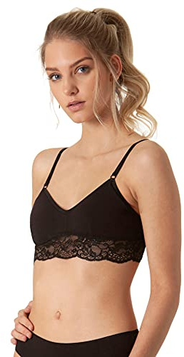 Yenita Bambus Damen Unterwäsche, BH - Bralette mit Spitze, Spitzen String Tanga oder Slip