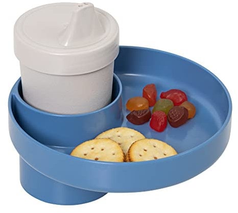 My Travel Tray/Round - USA Made. Easily Convert Your Current Cup Holder to a Tray and Cup Holder for use with Car Seats, Booster,Stroller and Anywhere You Have a Cup Holder! (Sky Blue)