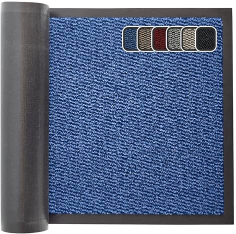 GULLAMBO Non Slip Door Mat – Indoor And Outdoor Door Mat –Kitchen And Office Use Mat, Super Soft Absorbent Multicolor Barrier Mat, Machine Washable Entrance Rug (Blue, 40cm x 60cm)