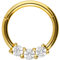 PIERCINGLINE Segmentrg-Clicker mit 3 Kristallen Chirurgenstahl Piercing Ohr Septum Tragus Helix Goldfarben