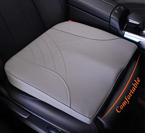 kingphenix Autositzkissen aus Memory Foam – Erhöht die Sitzhöhe, lindert Rückenschmerzen – Ideal für Auto, LKW und Bürostuhl (Hellgrau)