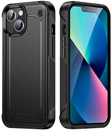Lugege Shockproof Designed for iPhone 13 Case [2 Layer Structure Protection] [Military Grade Anti-Drop] Lightweight Shockproof Protective Phone Case for iPhone 13 6.1 inch, Black