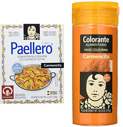 Carmencita Mezcla de Especias para Paella - 30 Sobres (02249) & Colorante Alimentario, 290g