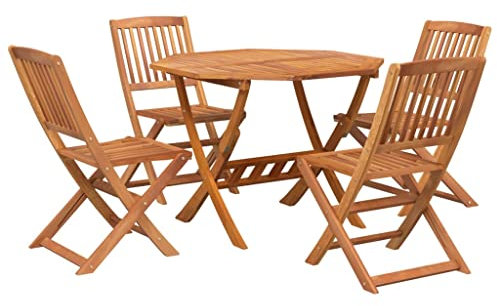 vidaXL Gartenmöbel Set 5-TLG. Gartengarnitur Sitzgruppe Gartenset Sitzgarnitur Gartentisch Tisch Stuhl Gartenstuhl Massivholz Akazie