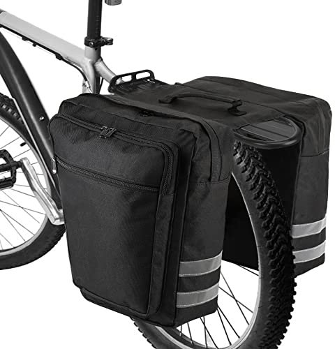 zeroto Sacoches de vélo, sacoche de porte-vélos 25L sacoche de vélo étanche sacoche de selle de vélo durable pour porte-bagages arrière sangle de transport pour vélos de route, VTT (camouflage) (Noir)