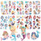 HOWAF Meerjungfrau Tattoo Kinder Mädchen, 10 Blätter Meerjungfrau Temporäre Tattoo Set Glitzer Tattoo Sticker Meerjungfrau Tattoo Meerjungfrau Kinder für Meerjungfrau kindergeburtstag Party Geschenke