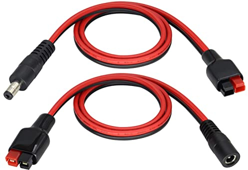 HCFeng 14AWG DC 5521Male/Female Power Plug to anderSon Cable | 45A Solar Connector to DC5.5X2.1MM Cable Compatible with an-der-Son Port for Generator Battery and Foldable Solar Panel[2Ft]