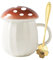 Kawaii Mignon Tasse à Café de Champignon Mug Céramique Tasse à Thé Avec Couvercle et Cuillèr-Idée Cade au Femme d'Anniversaire Ou de Noël Cade au Fete de s Grand Mere,Meres Cade au Meilleure Amie