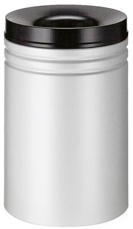 PROREGAL Selbstlöschender Papierkorb & Abfallsammler aus Metall mit doppelter Rauchgasumlenkung | 80 Liter, HxØ 64x39,5cm | Grau, Kopfteil Schwarz